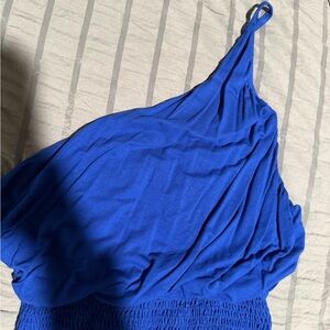 Entro Vibrant Blue One-Shoulder Cropped Top Size Small